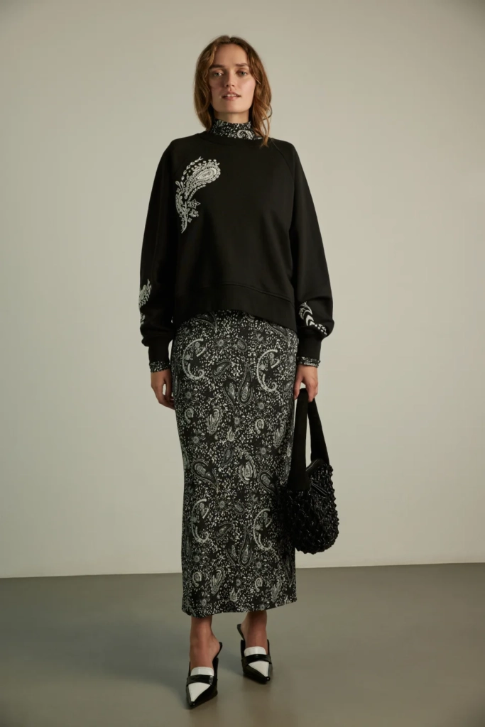 Lala Berlin Sweatshirt Ijora cotton paisley black