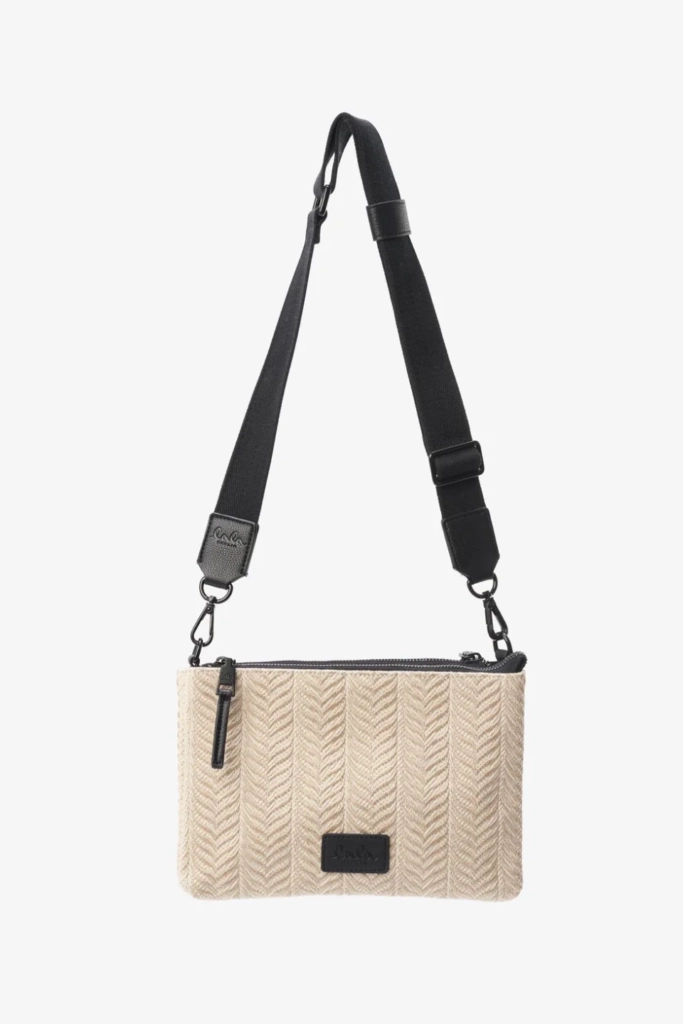 Lala Berlin Crossbody Pouch Marte canvas chevron cream