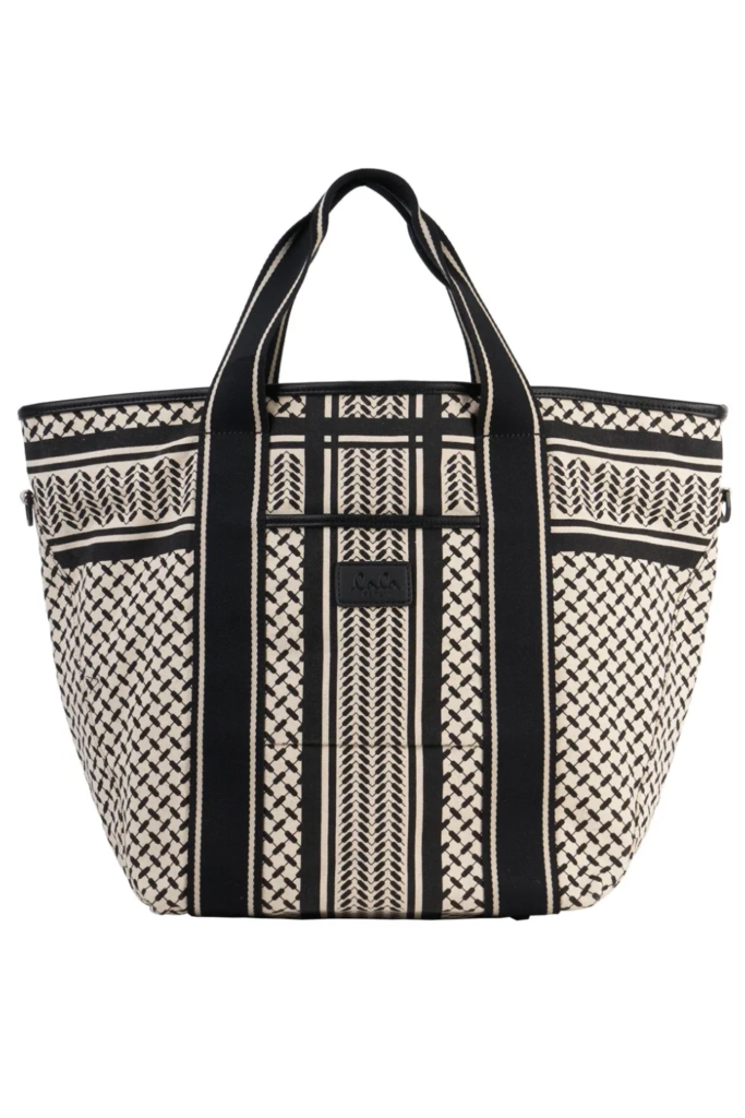 Lala Berlin East West Tote Marin canvas heritage stripe black