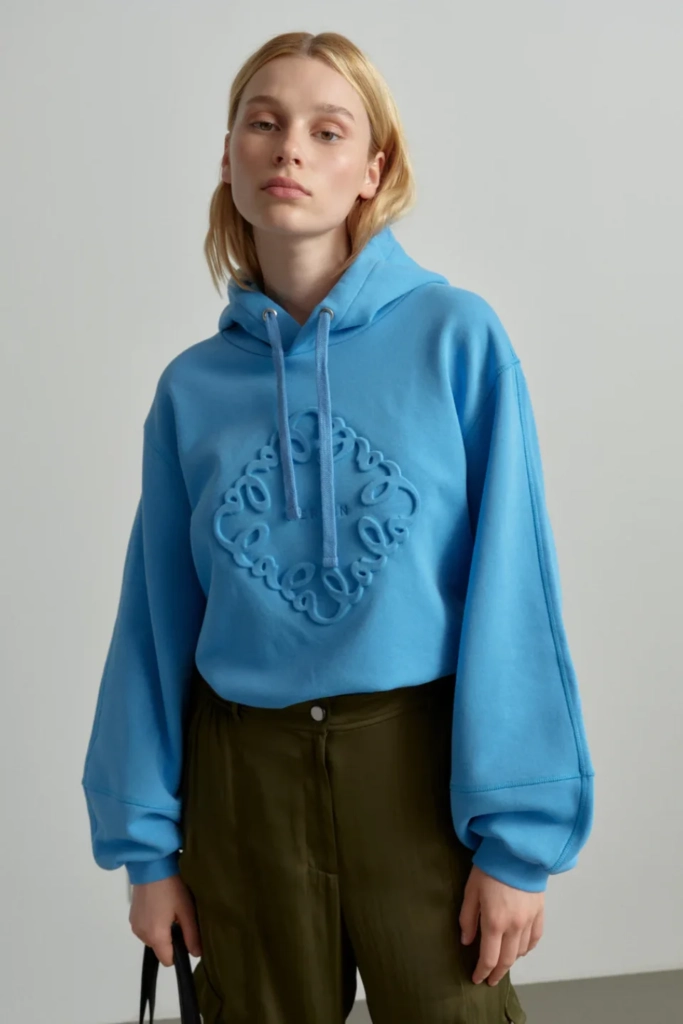 Lala Berlin Hoodie Ipalina cotton diamond azure