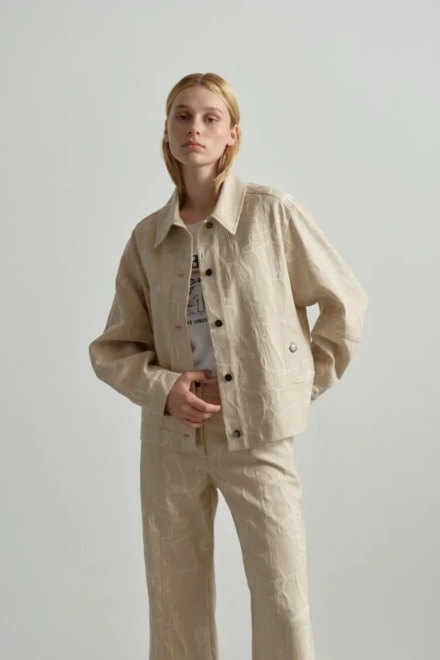 Jacket Jacek cotton mix lalagram jacquard beige - alternative