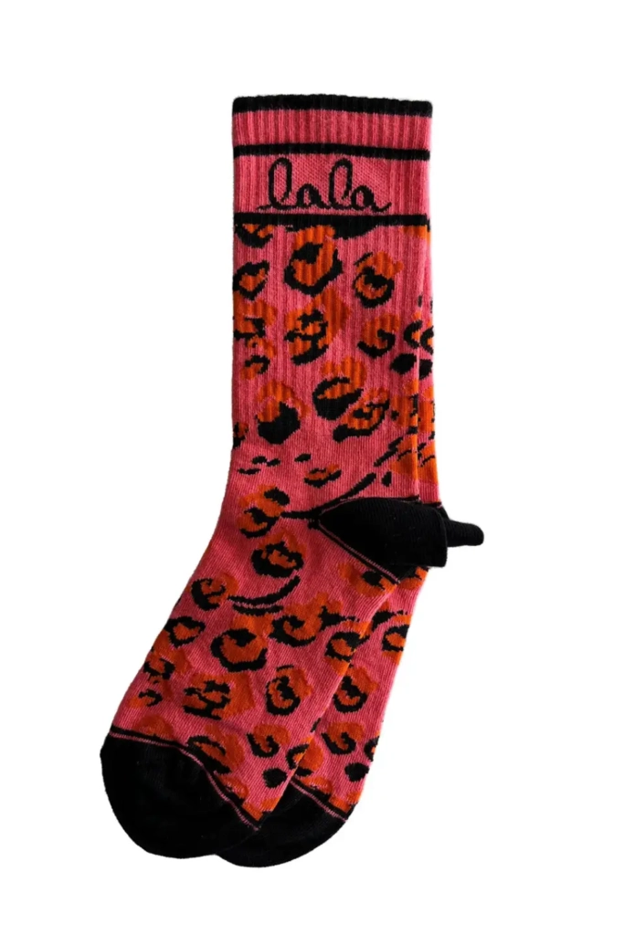 Lala Berlin Socks Anna cotton mix leo jacquard red