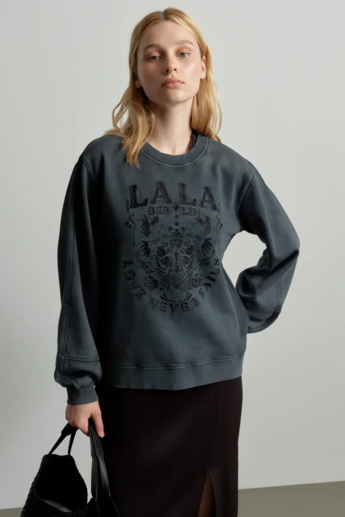 Lala Berlin Sweatshirt Ipali cotton love never fails black