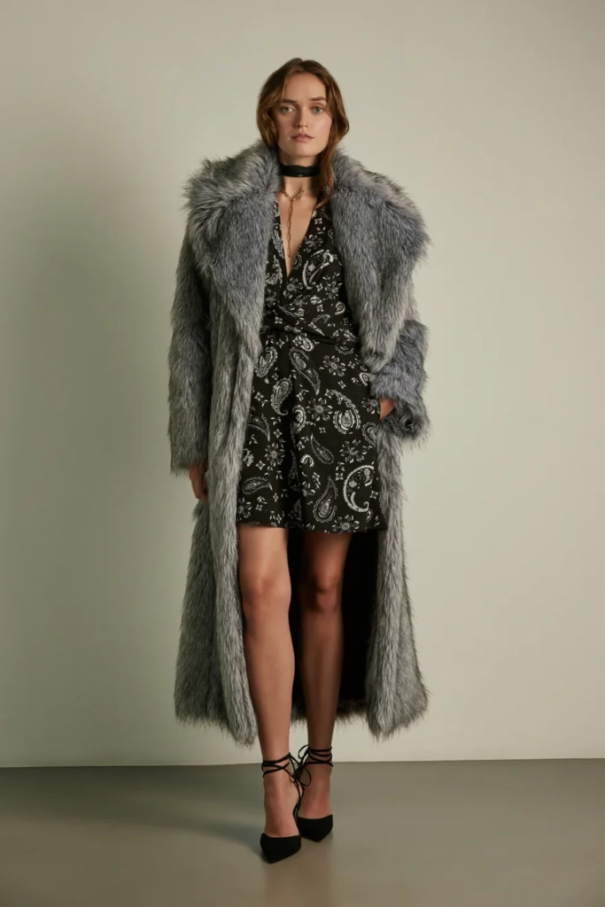 Lala Berlin Coat Odette modacryl mix fake fur silver