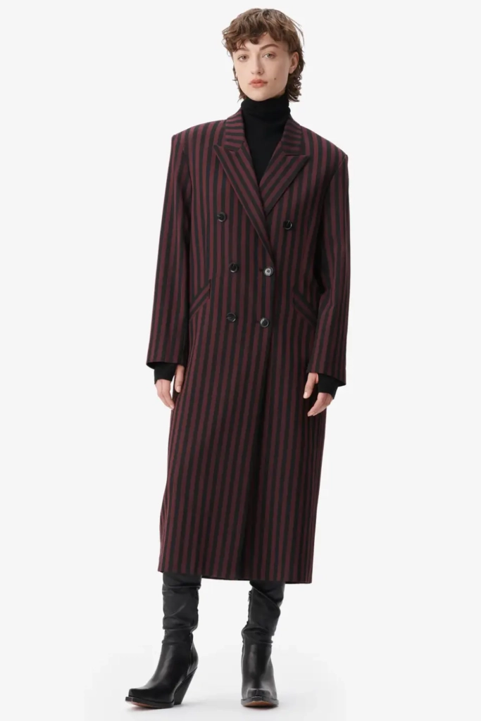 Lala Berlin Coat Odith polyester mix stripe fudge