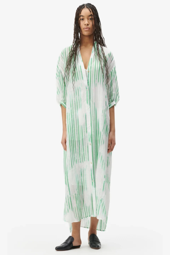 Lala Berlin Dress Dacire bast fiber green stripes