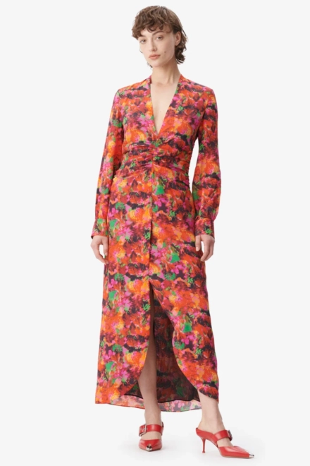 Dress Damala viscose/silk blend shibori flower