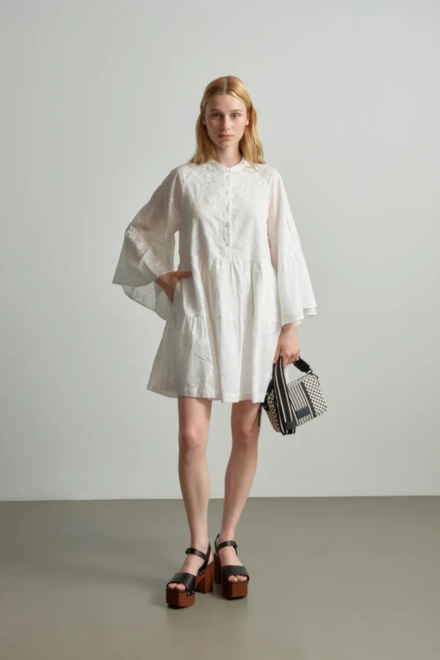 Dress Delmar cotton embroidery white