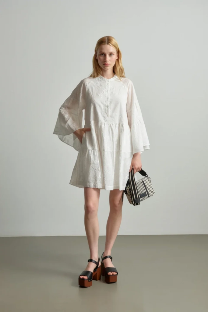 Lala Berlin Dress Delmar cotton embroidery white