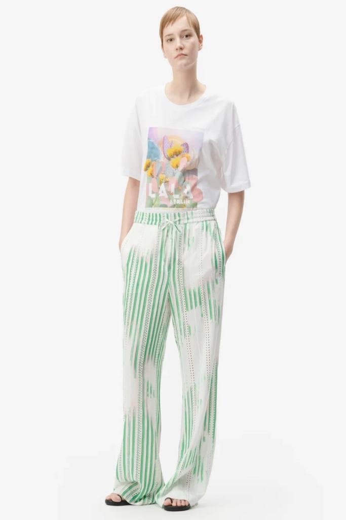 Lala Berlin Pants Palooza rayon mix green stripes