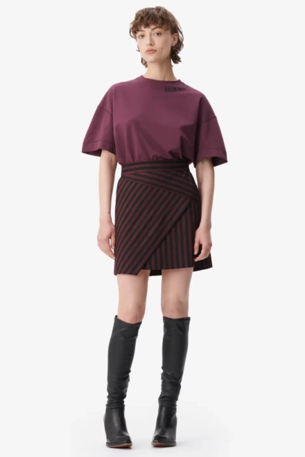 Skirt Saki polyester mix stripe fudge