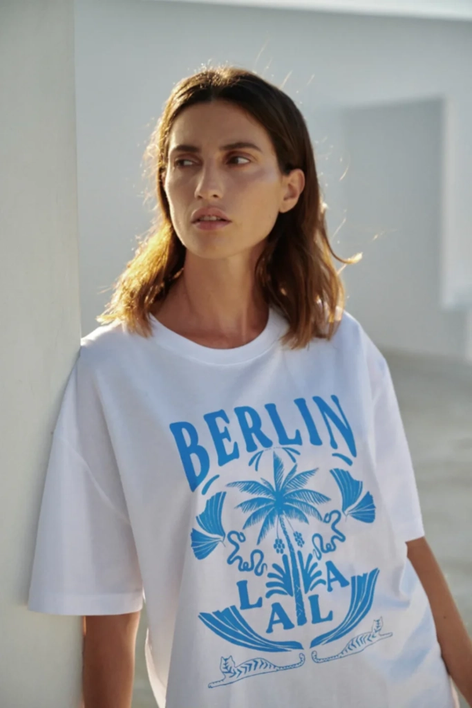 Lala Berlin T-Shirt Celia cotton lala palm white