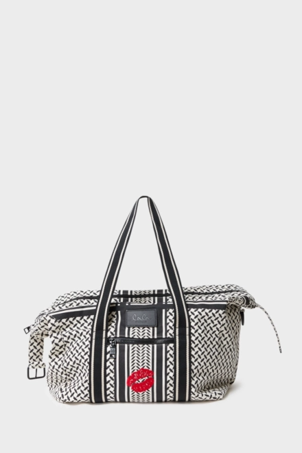 Big Bag Muriel Kiss canvas heritage stripe black