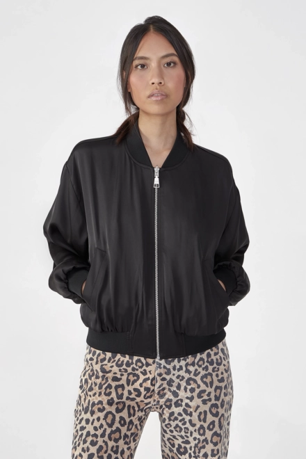 Jacket Jessa satin swoosh black/white