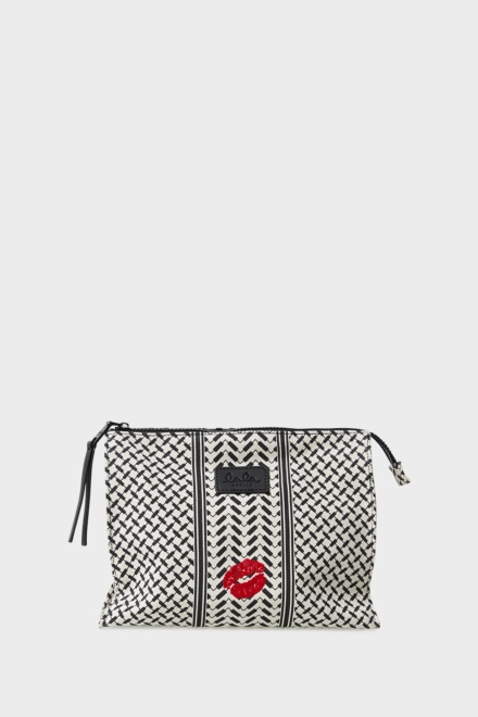 Pouch Pili Kiss canvas heritage stripe black