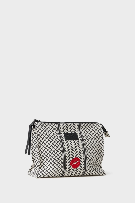 Pouch Pili Kiss canvas heritage stripe black - alternative