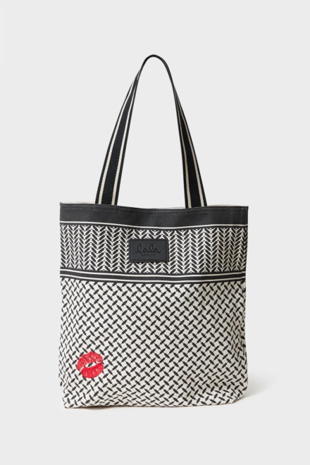 Tote Carmela Kiss canvas heritage stripe black